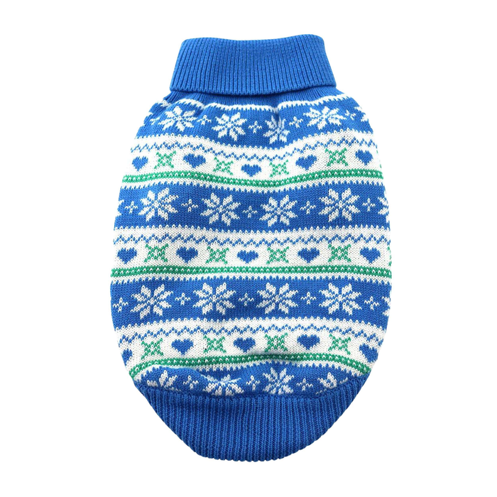 COMBED-COTTON-CABLE-KNIT-DOG-SWEATER-SNOWFLAKE-HEARTS-BLUE