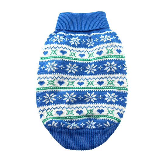 COMBED-COTTON-CABLE-KNIT-DOG-SWEATER-SNOWFLAKE-HEARTS-BLUE