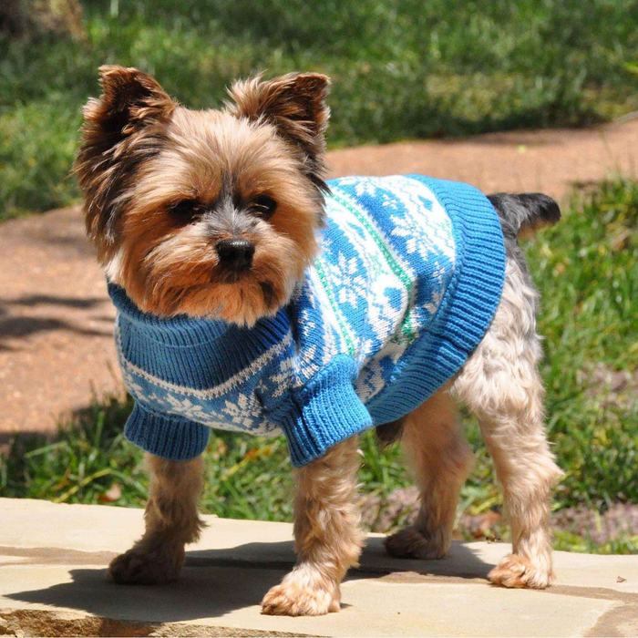 COMBED-COTTON-CABLE-KNIT-DOG-SWEATER-SNOWFLAKE-HEARTS-BLUE