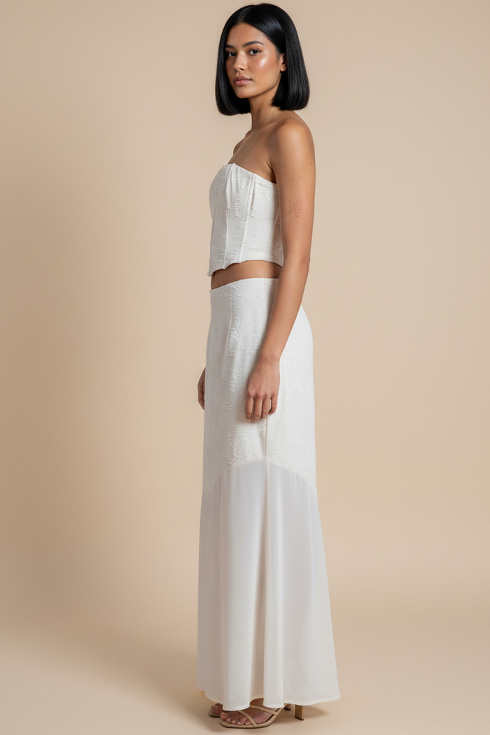 Lace Corset Top & Sheer Maxi Skirt Set