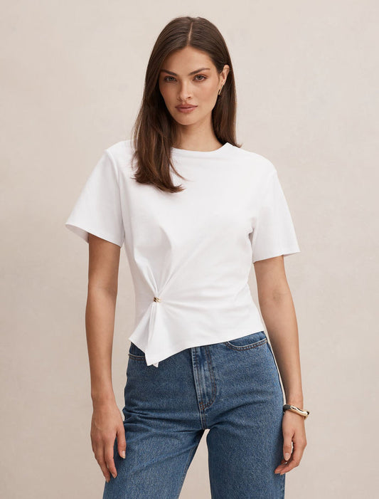 Lani Hardware Detail T-Shirt Porcelain Forever New