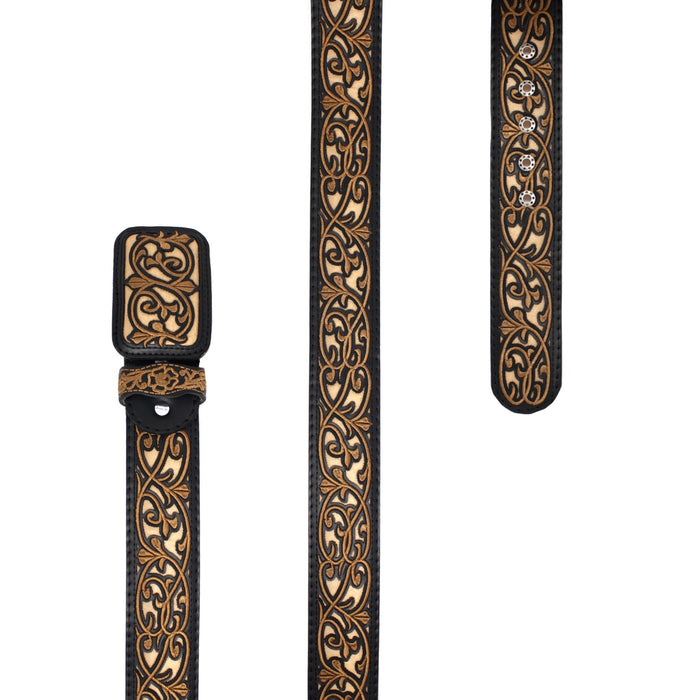 Laser Cowboy Belt w/ Embroidery - Black