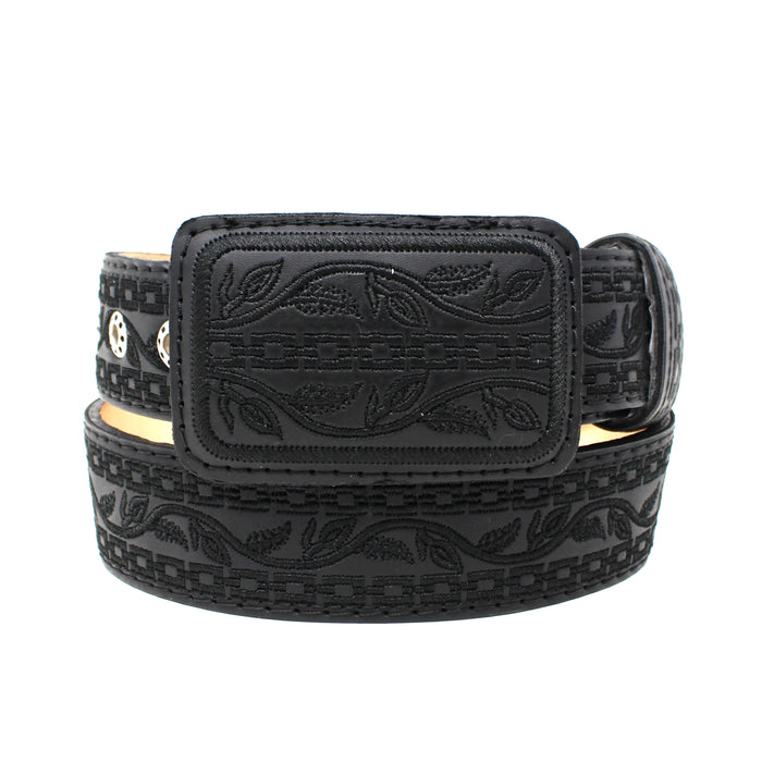 Laser Cowgirl Belt w/ Embroidery - Black