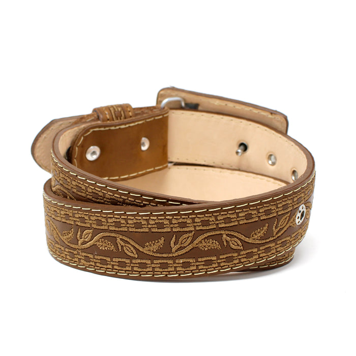 Laser Cowgirl Belt w/ Embroidery - Honey Brown