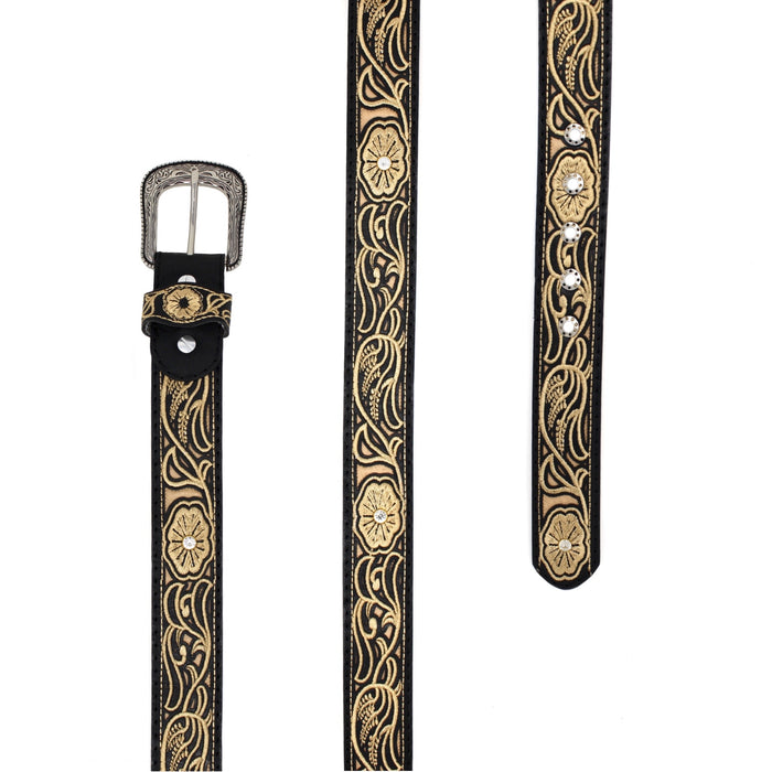 Laser Cowgirl Belt w/ Silver Buckle - Black