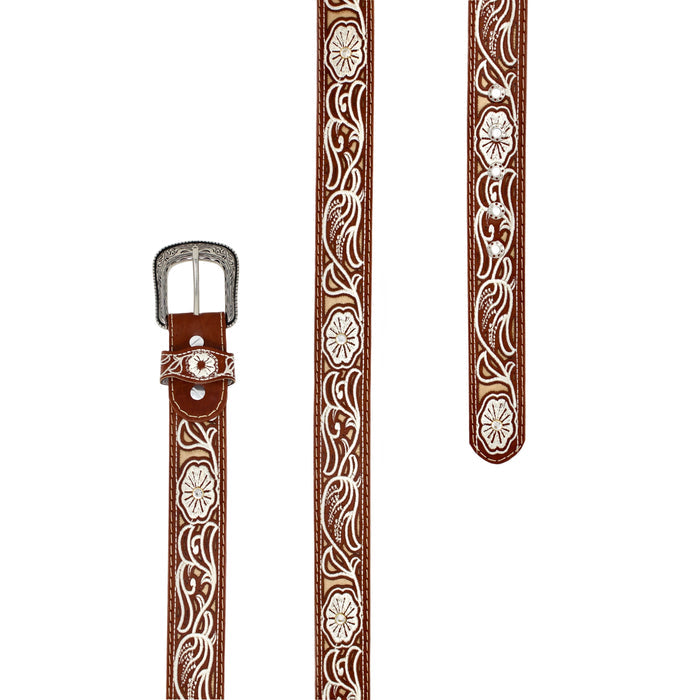 Laser Cowgirl Belt w/ Silver Buckle - Honey