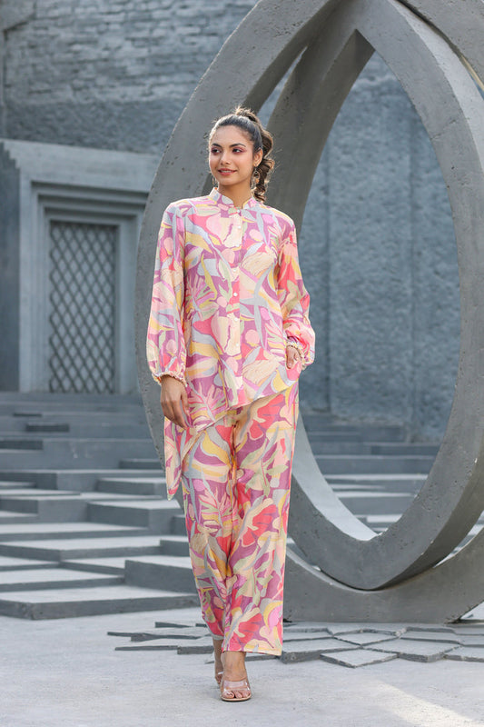 Lavender Hues on Muslin Silk Co-ord set