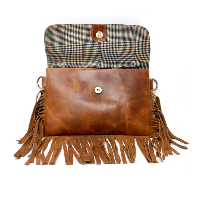 Leather Cross Body/ Wristlet with Fringe