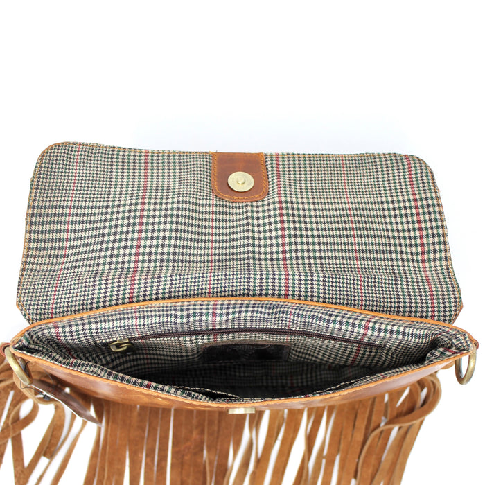 Leather Cross Body/ Wristlet with Fringe