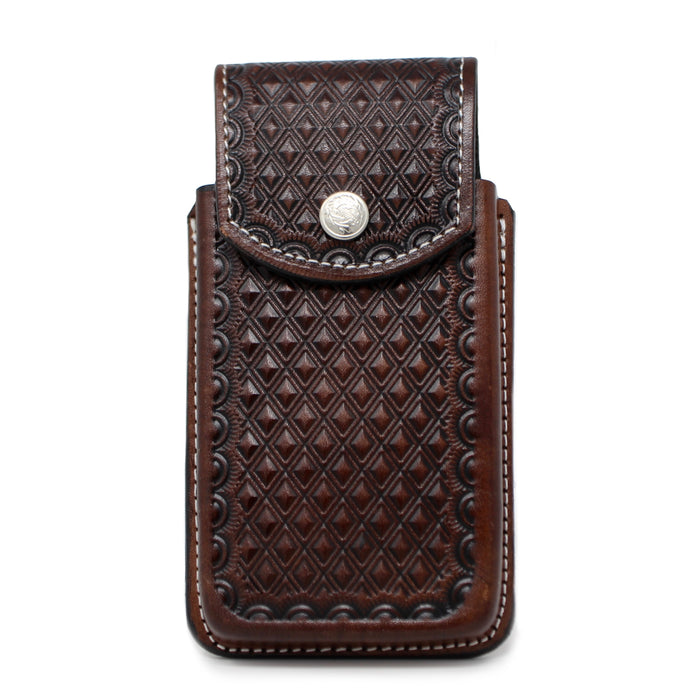 Leather Diamond Cell Phone Case- Café