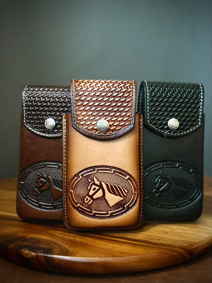 Leather Horse Cell Phone Case- Café