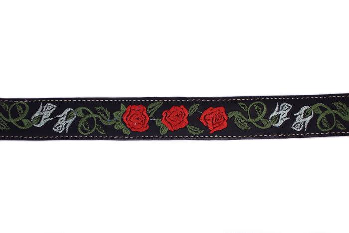 Leather Rose Belt w/ Square Buckle - Black