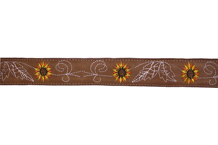 Leather Sunflower Belt w/ Silver Buckle - Honey