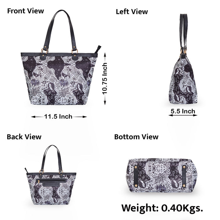 Women's monochrome tote shoulder bag for work, travel, and daily use-infographic image