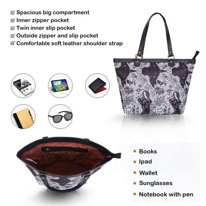 Women's monochrome tote shoulder bag for work, travel, and daily use-feature image