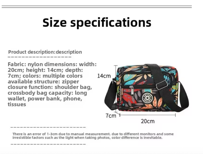 Lightweight Small Square Bag for All Seasons Floral Shoulder Messenger