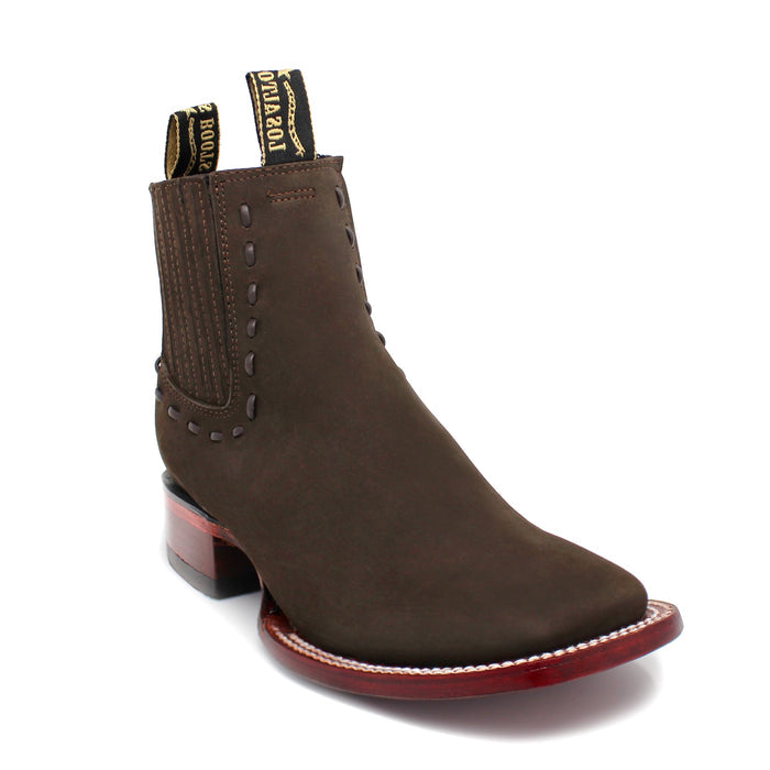 Angled front view of Los Altos Ladies Tabaco Nobuck Boot highlighting craftsmanship and rich matte texture.