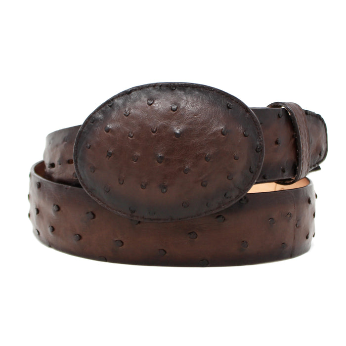 Los Altos Ostrich Belt- Faded Brown