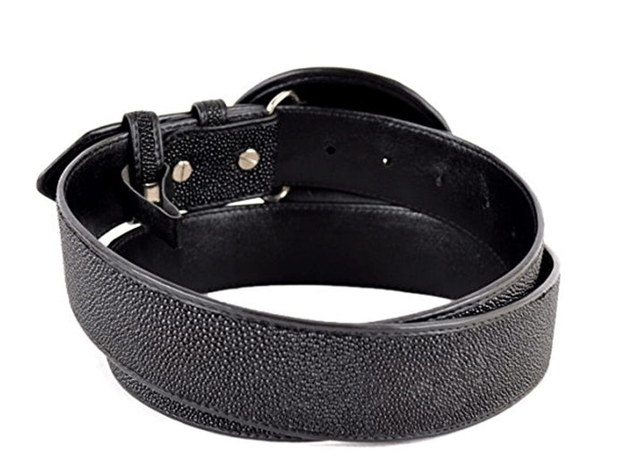 Los Altos Single Stone Stingray Belt- Black