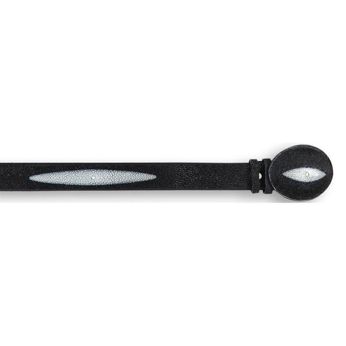Los Altos Single Stone Stingray Belt- Black