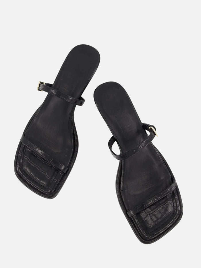 Lou Lou - Black Croc Shoes Bronwyn