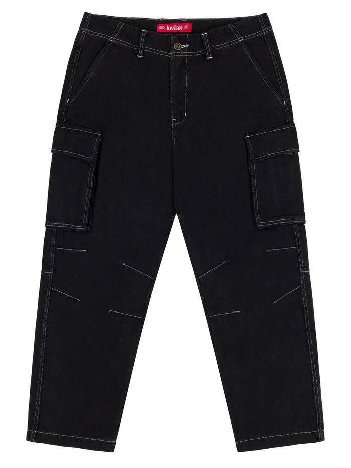 LOVIAH HEAVY DUTY CARGO DENIM BLACK WASH MENS PANT