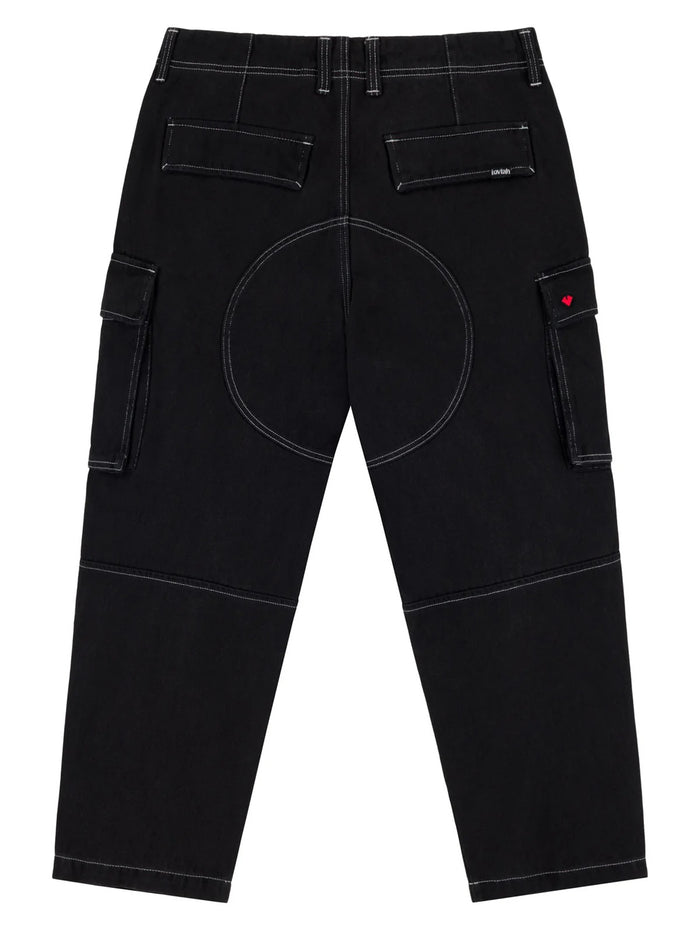 LOVIAH HEAVY DUTY CARGO DENIM BLACK WASH MENS PANT