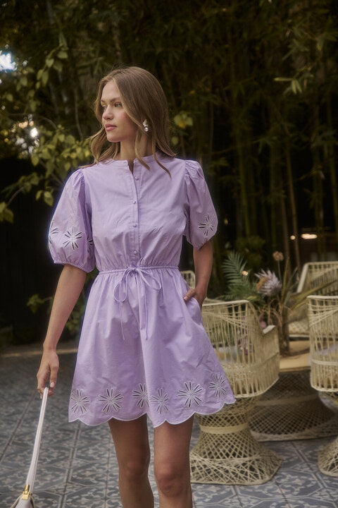 Luniar Embroidered Drawstring Mini Dress
