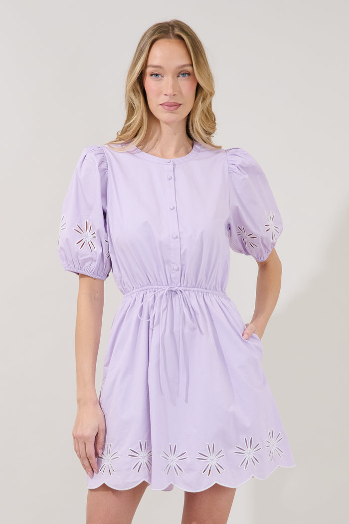 Luniar Embroidered Drawstring Mini Dress