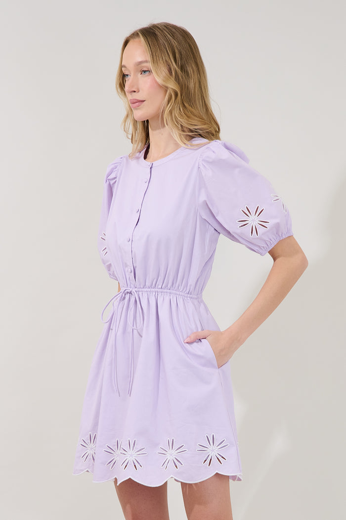 Luniar Embroidered Drawstring Mini Dress