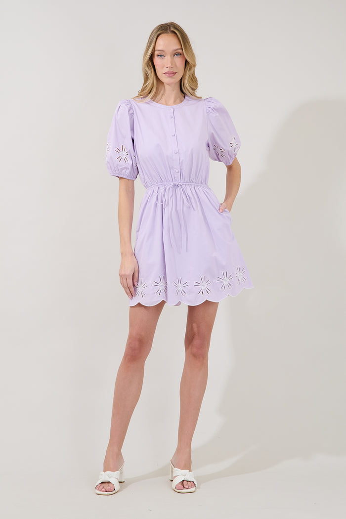 Luniar Embroidered Drawstring Mini Dress