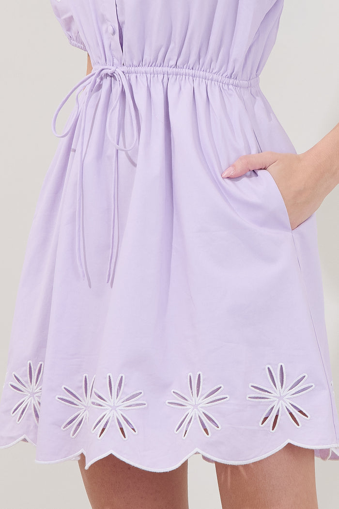 Luniar Embroidered Drawstring Mini Dress