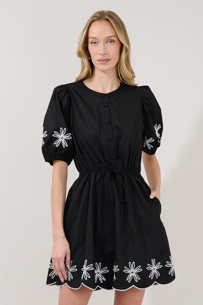 Luniar Embroidered Drawstring Mini Dress