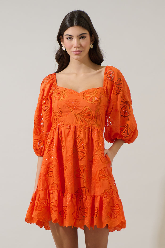 Lunier Eyelet Evy Sweetheart Mini Dress