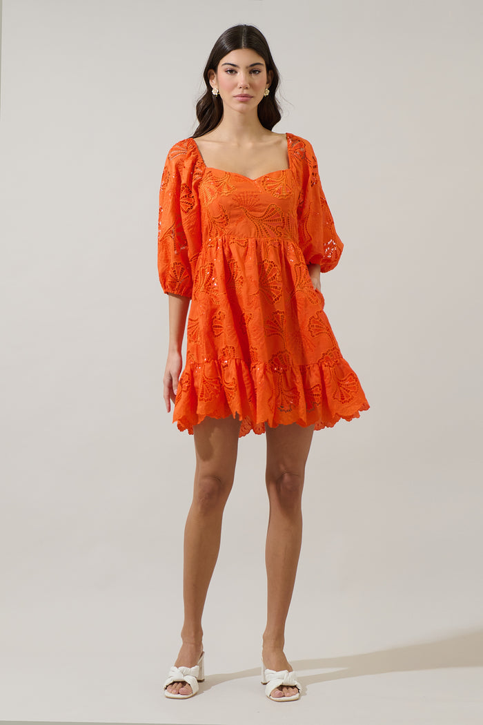 Lunier Eyelet Evy Sweetheart Mini Dress