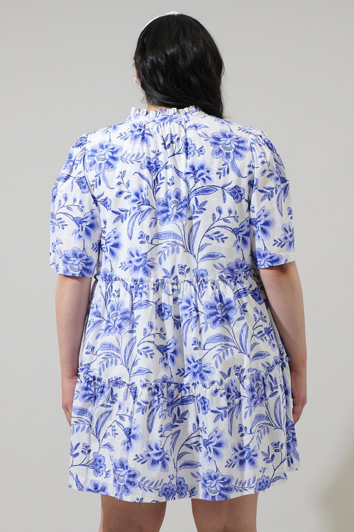 Maeve Floral Dixie Split Neck Shift Dress Curve