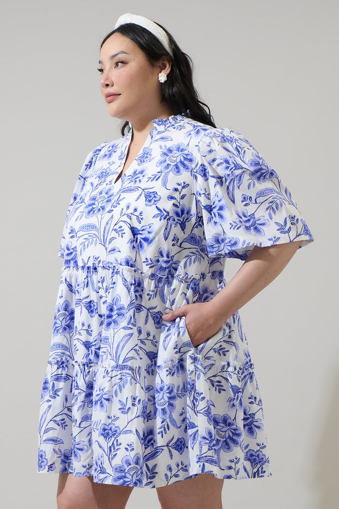 Maeve Floral Dixie Split Neck Shift Dress Curve