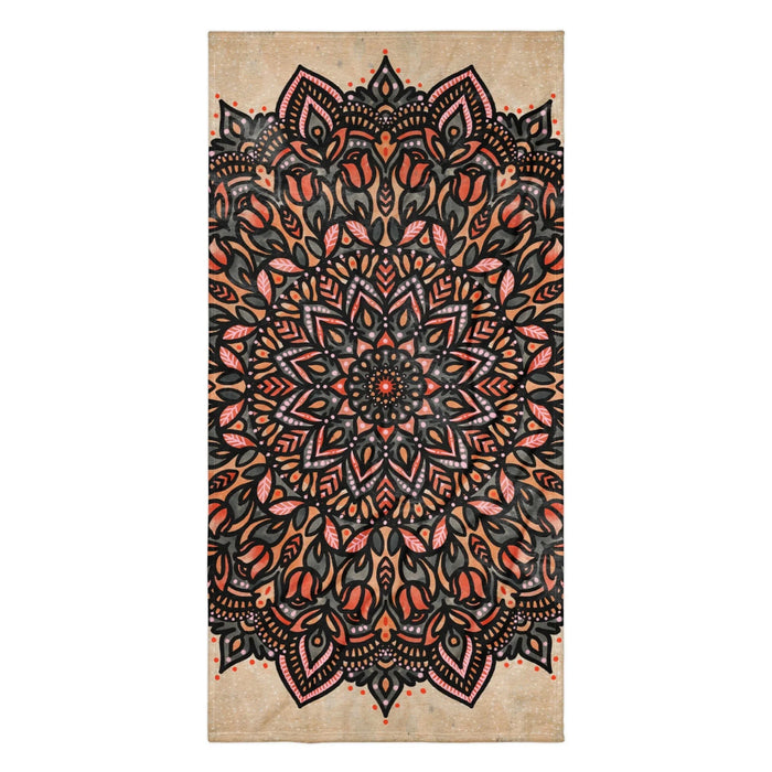 A mesmerizing, oversized mandala anchors a textured background resembling weathered antique beige parchment. Contact us with accessibility feedback, we'd love to help!