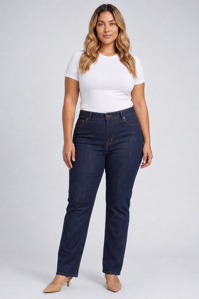 Marilyn Straight Jeans In Plus Size - Obsidian Blue