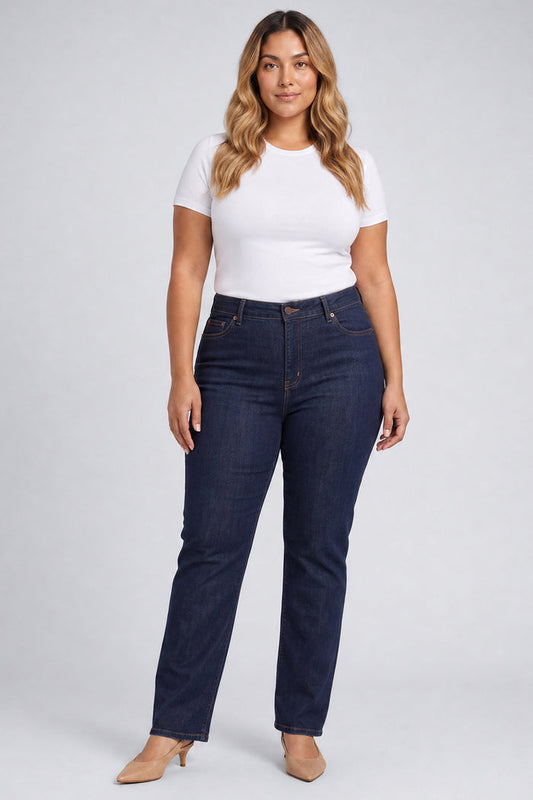 Marilyn Straight Jeans In Plus Size - Obsidian Blue
