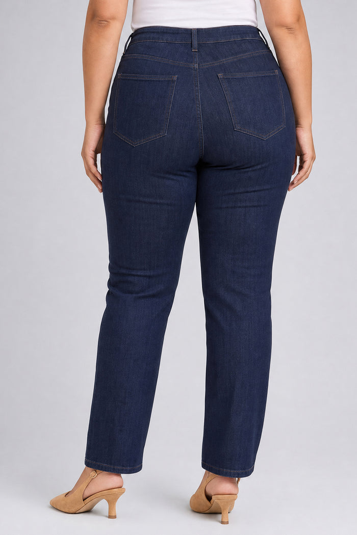 Marilyn Straight Jeans In Plus Size - Obsidian Blue