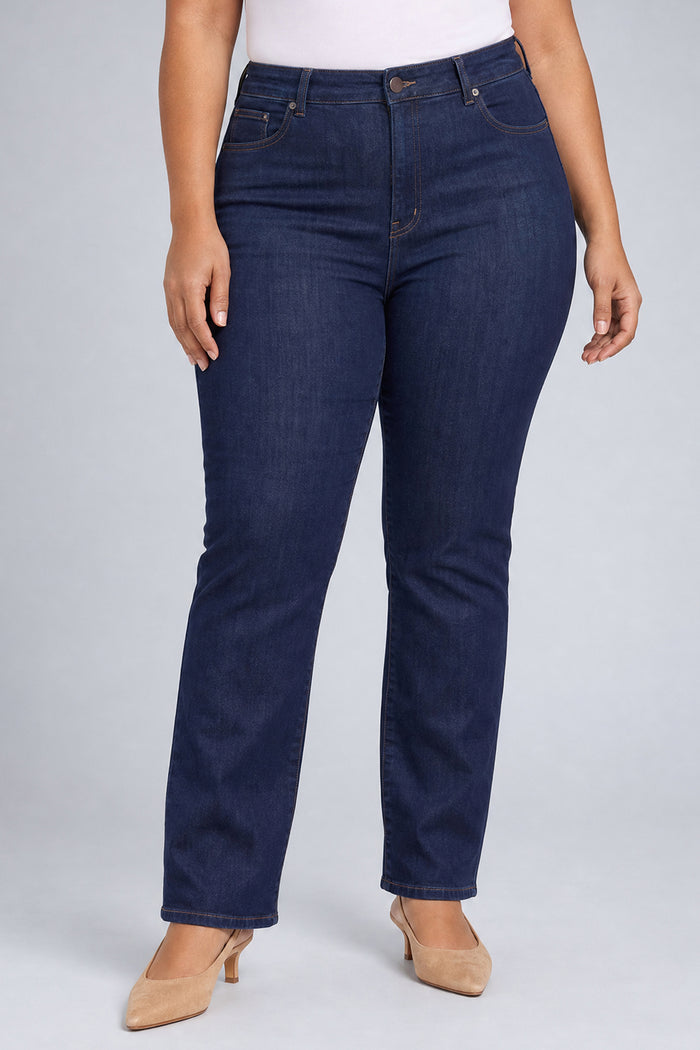 Marilyn Straight Jeans In Plus Size - Obsidian Blue