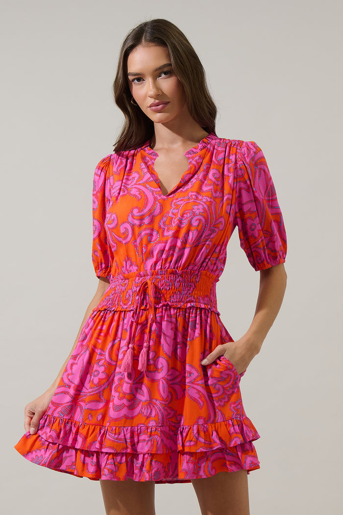 Marinda Floral Jurie Smocked Mini Dress