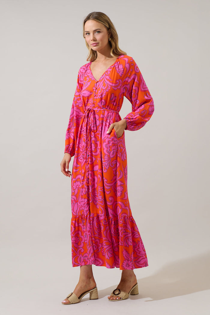 Marinda Floral Larrie Button Down Maxi Dress