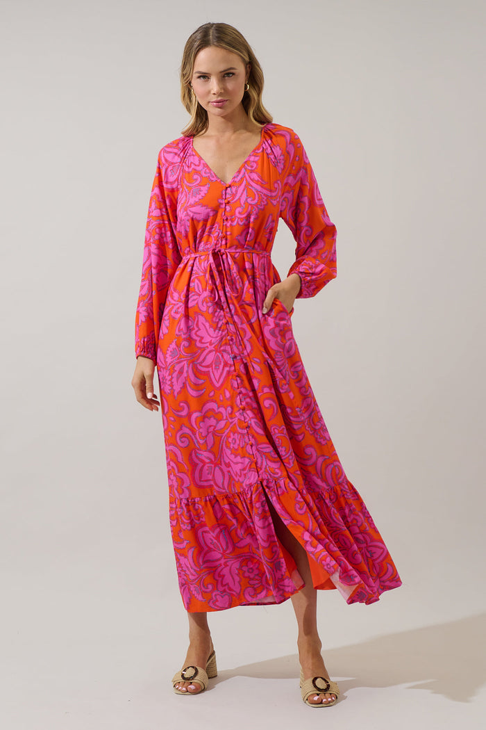 Marinda Floral Larrie Button Down Maxi Dress