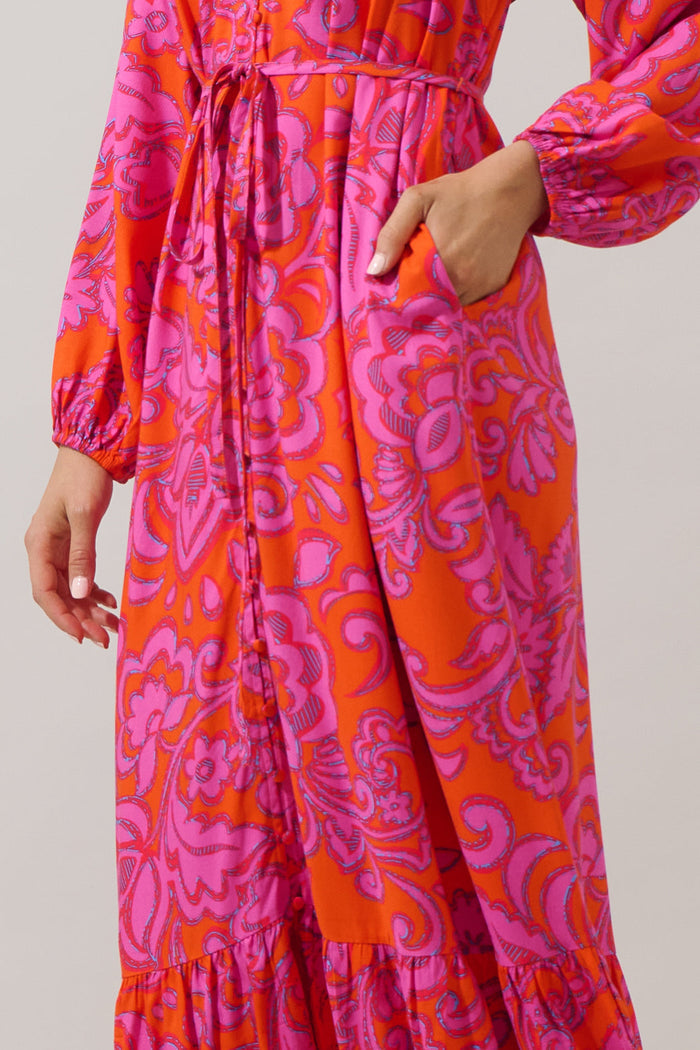 Marinda Floral Larrie Button Down Maxi Dress