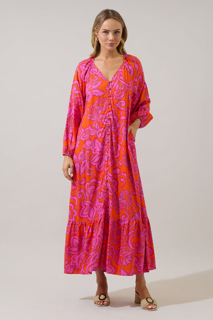 Marinda Floral Larrie Button Down Maxi Dress