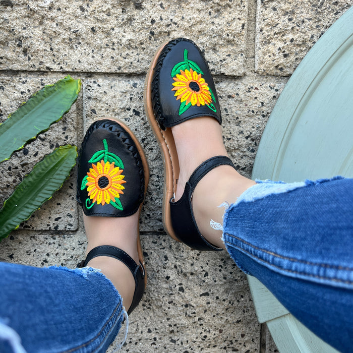 "Marisol" Women's Embroidered Sunflower Huarache