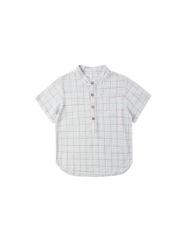 Mason Shirt || Light Blue Plaid + Heathered Light Blue