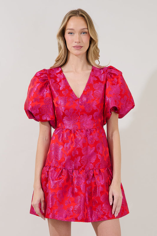 May Tiered Mini Dress Duson Jacquard